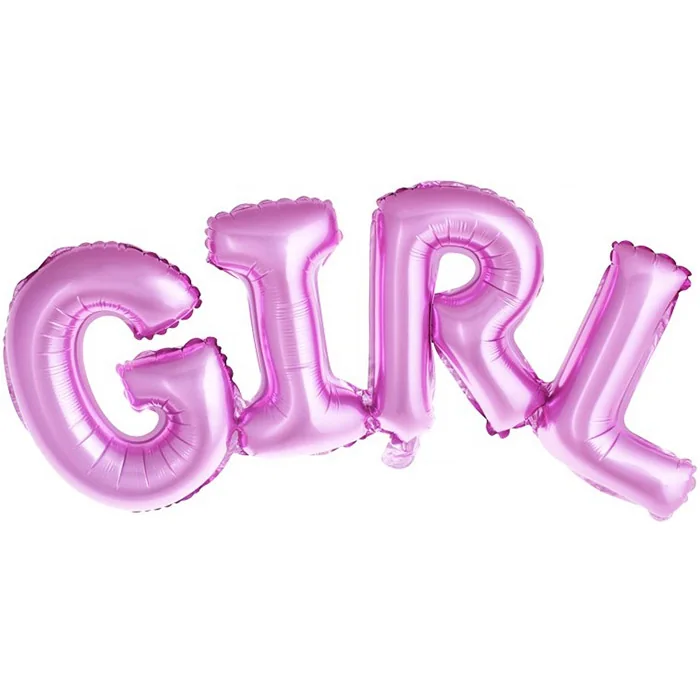 Шар (42”/107 см) Фигура, Надпись “Girl”, Розовый