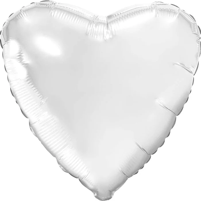 Шар (36”/91 см) Сердце, Белый блеск