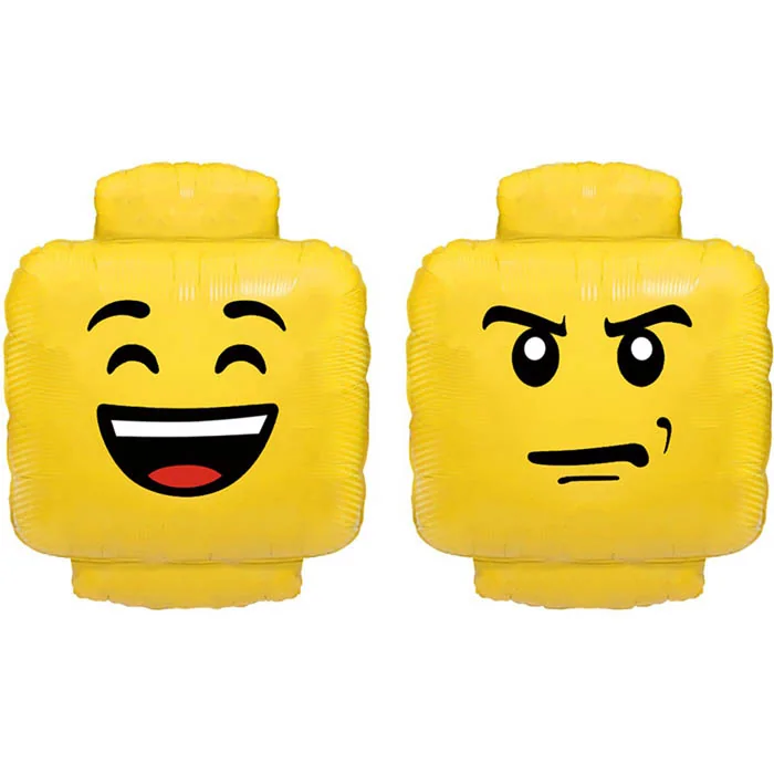 Шар (27”/69 см) Фигура, Конструктор Улыбка, Желтый (лего)