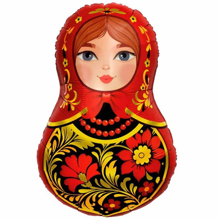 Шар (32”/81 см) Фигура, Матрешка Золотая роспись