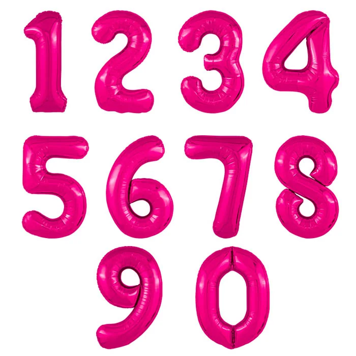 Шар (40”/102 см) Цифра 1,2,3,4,5,6,7,8,9,0  Фуксия