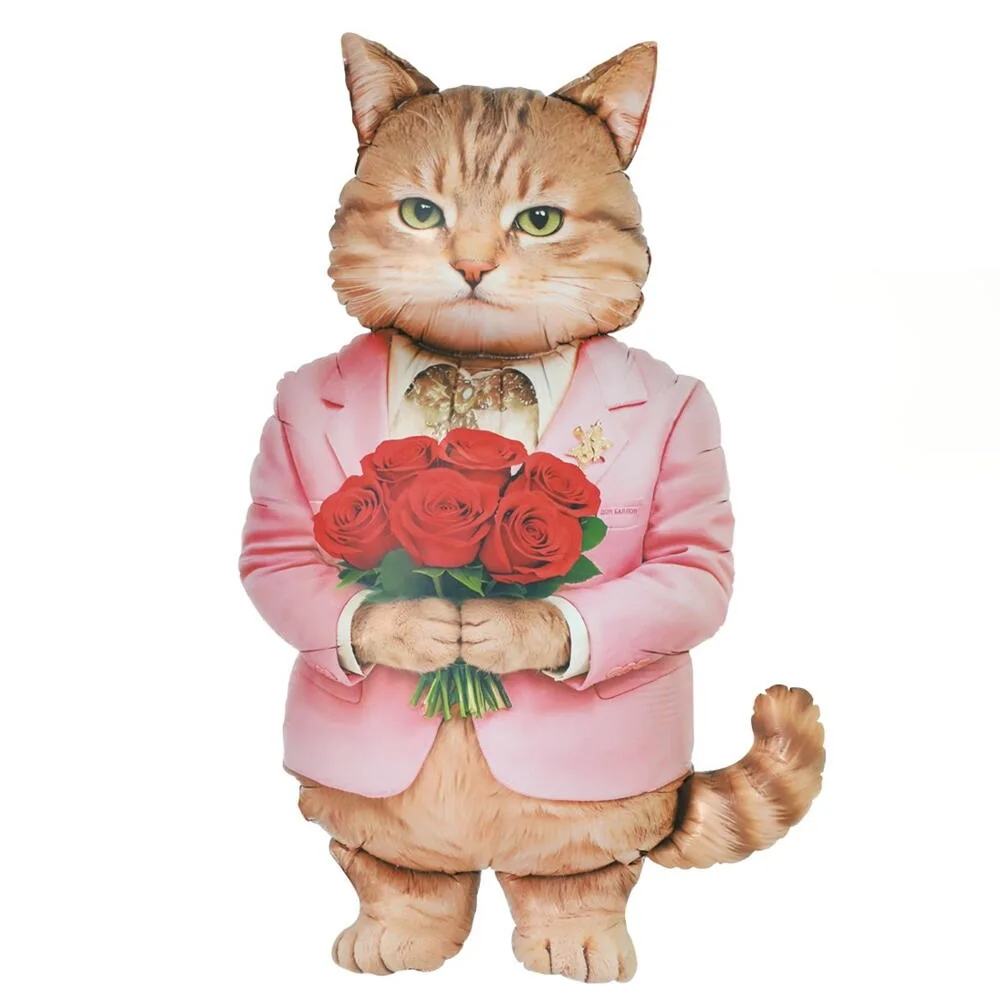 Шар (42”/107 см) Фигура, Кот Романтик, Сатин