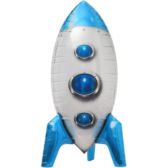 Шар (32”/81 см) Фигура, 3D Ракета, Синий