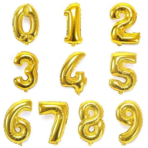 Шар (40”/102 см) Цифра 1,2,3,4,5,6,7,8,9,0  Золото