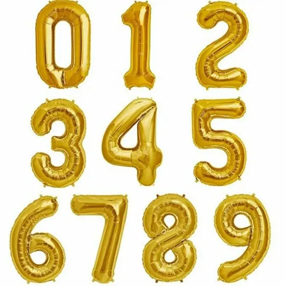 Шар (40”/102 см) Цифра 1, 2, 3, 4, 5, 6, 7, 8, 9, 0  Золото