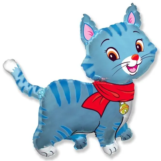 Шар (32”/81 см) Фигура, Любимый котенок, Синий