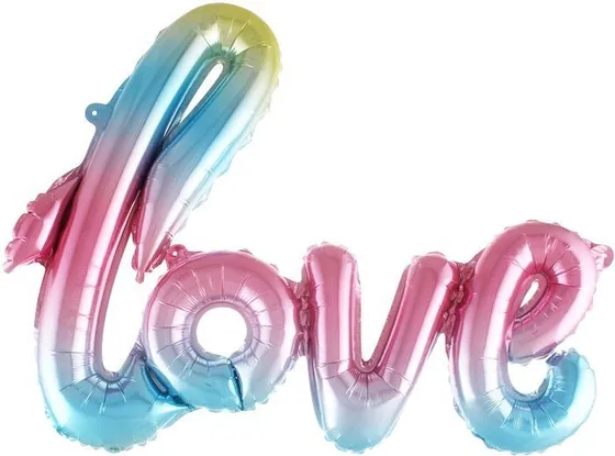 Шар (41”/104 см) Фигура, Надпись “Love”, Нежная Радуга