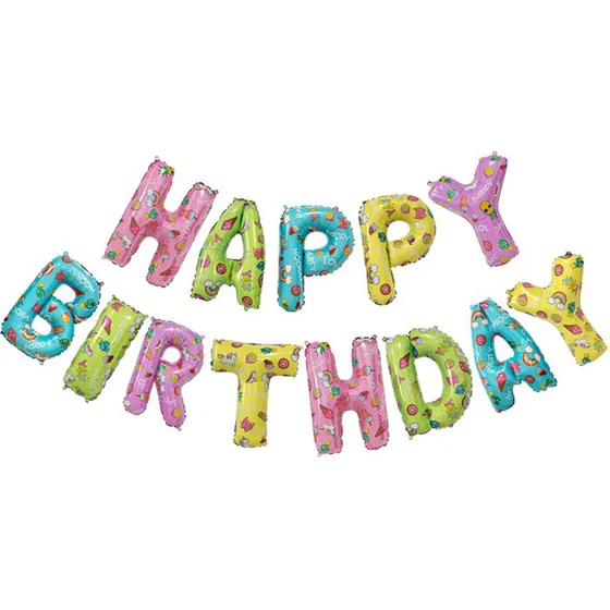 Набор шаров-букв (14”/36 см) Мини-Надпись “Happy Birthday”, Веселые картинки