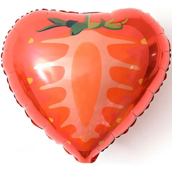Шар (18”/46 см) Сердце, Клубника, Красный