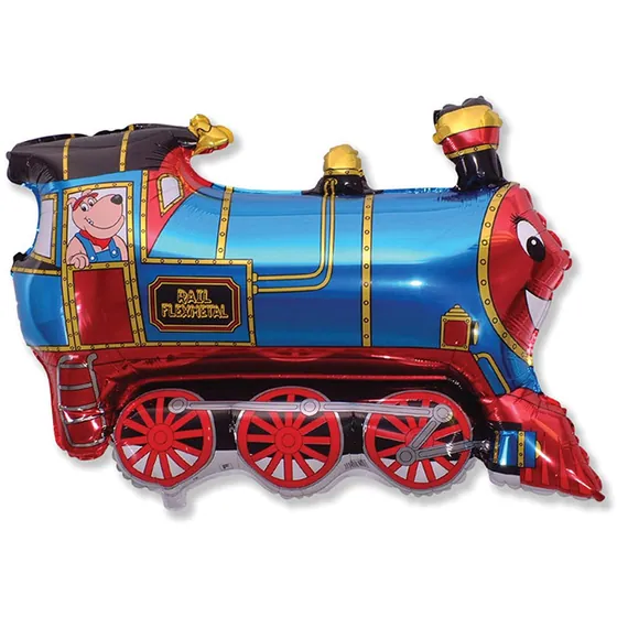 Шар (31”/79 см) Фигура, Паровозик, Синий