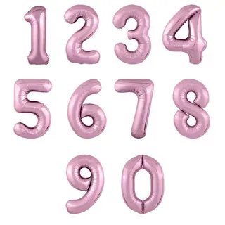 Шар (40”/102 см) Цифра 1, 2, 3, 4, 5, 6, 7, 8, 9 Slim, Розовый