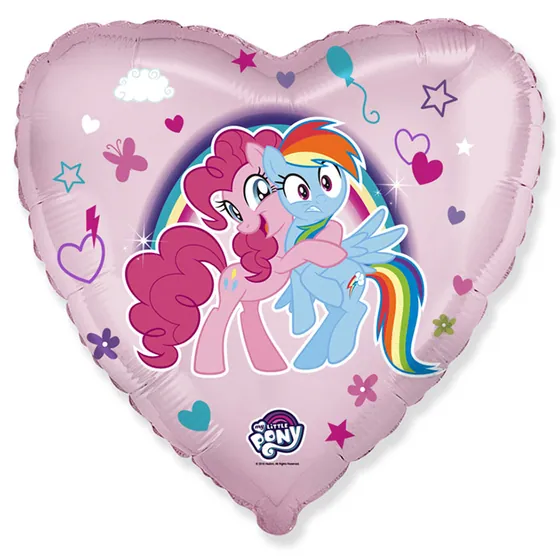 Шар (18”/46 см) Сердце, My Little Pony, Лошадки Пинки Пай и Радуга, Розовый