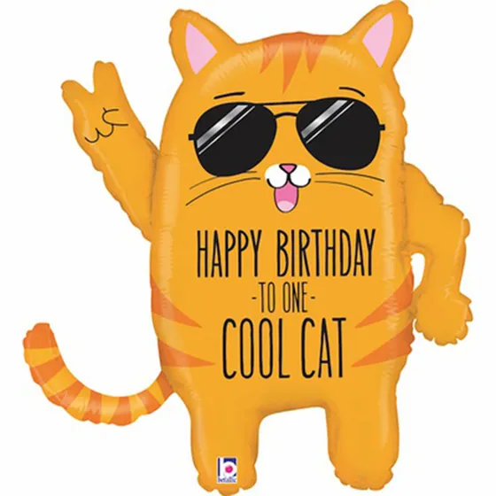 Шар (33”/84 см) Фигура,HB TO ONE COOL CAT  Крутой Кот