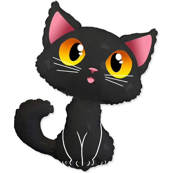 Шар (36”/91 см) Фигура, Котенок, Черный
