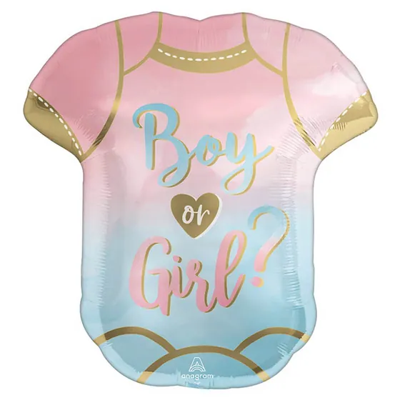 Шар (24”/61 см) Фигура Боди Boy or Girl? роз-голуб