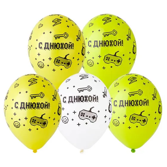 Шар ( 12″/30 см ) Шелкография Пастель С Днюхой Геймер