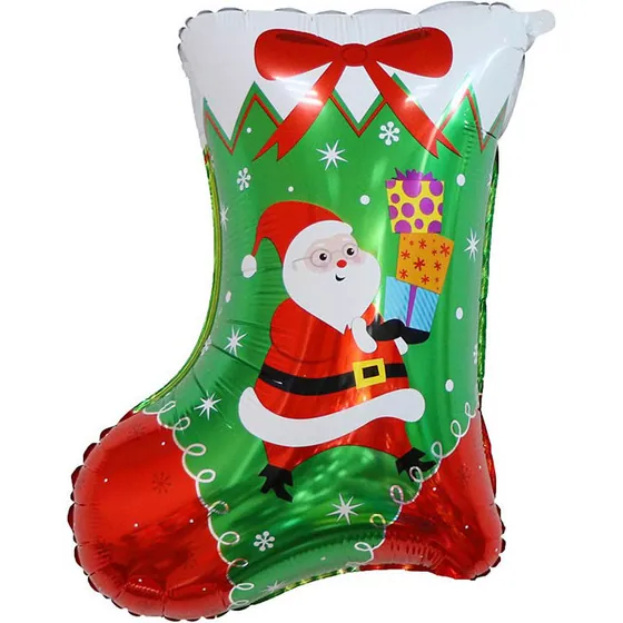 Шар (25”/64 см) Фигура, Новогодний носок с подарками