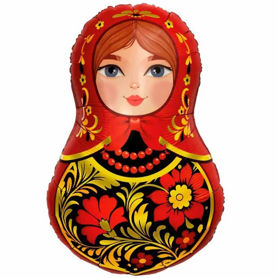 Шар (32”/81 см) Фигура, Матрешка Золотая роспись