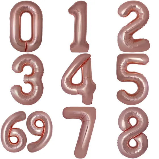 Шар (32”/86 см) Цифра 1,2,3,4,5,6,7,8,9,0 SLIM ROSE GOLD