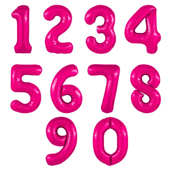 Шар (40”/102 см) Цифра 1,2,3,4,5,6,7,8,9,0  Фуксия