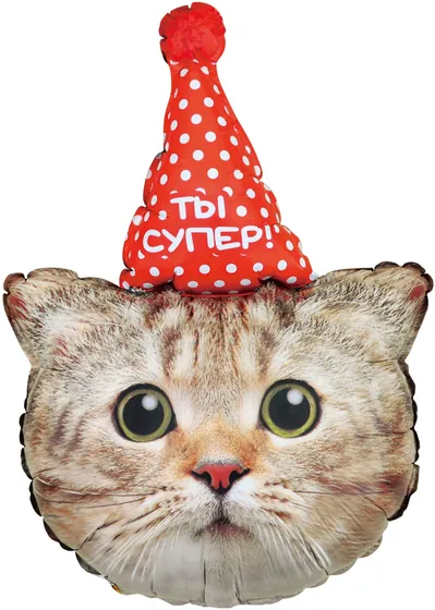 Шар (32”/81 см) Фигура, Котик в красном колпачке